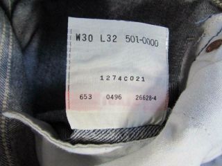 Vtg USA Made Levi 501 Button Fly DARK Denim Jeans Tag 30x32 Measure 28x30.  5 5