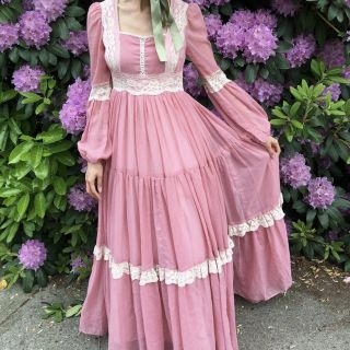 Gunne Sax By Jessica Vintage Pink Prairie Dress