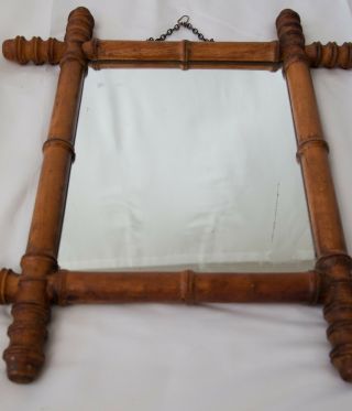 Antique 19th Century French Faux Bamboo Carved Wall Mirror 2