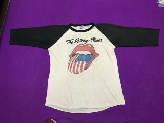 Vintage The Rolling Stones Crew Neck 3/4 Sleeve 80s The Knits T Shirt Size L
