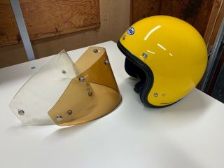 Vintage Arai Motorcycle Helmet Snell 1975 Challenger - S Size M 6 7/8 " - 7 " W/visors
