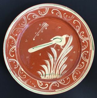 Vintage Mexican Bandera Ware Plate With Fantastical Bird Decoration