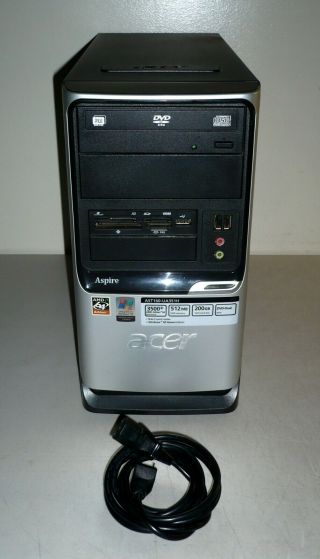 Vintage Acer Aspire T160 Windows XP Desktop Tower PC Athlon 2.  20GHz/200GB/3GB 4