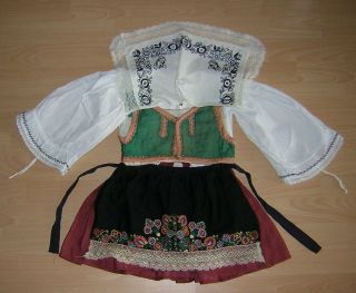 Vintage Antique Czech Girls Peasant Folk Costume Moravia Hand Embroidery Lace