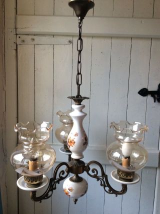 Vintage French Retro Country 3 Arm Chandelier Glass Light Shades (1353)