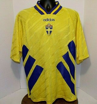 Sweden Adidas Sff Football Soccer Vintage Home Jersey Shirt 1994/95 Sz Xl Euc