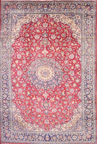 PERFECT VINTAGE Traditional Floral RED Area RUG Hand - Knotted Living Room 9 ' x13 ' 2