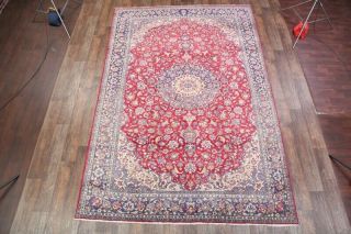 PERFECT VINTAGE Traditional Floral RED Area RUG Hand - Knotted Living Room 9 ' x13 ' 3