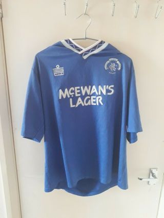 Rangers Football Shirt Vintage 90/92 Home Top Large