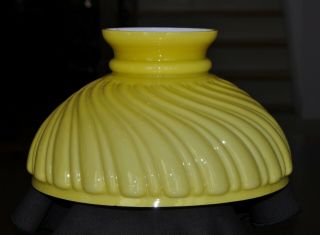 Rare Victorian Reverse Swirl Cased Yellow Student Lamp Shade 10 " Fitter
