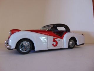 Vintage Japan Triumph Tr3 Gt Cragstan / Bandai Competition Sports Car Tin Toy