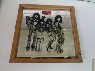 Vintage Kiss Rock Band 12x12 Large Mirror Wood Frame Laser Etched Carnival