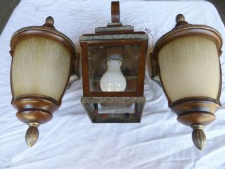 3 Vintage Antique Metal Porch Lanterns Lights