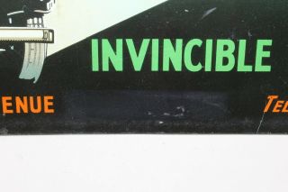 VINTAGE INVINCIBLE MOTOR INSURANCE SIGN GREAT GRAPHICS CAR SHIP 2
