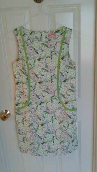 Lilly Pulitzer " Queen Of Green " Dress Vintage Rare Htf Recycle Theme