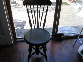 Antique Piano Chair Claw And Ball Feet Circa 1900 Dark Wood
