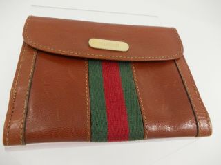 Rare Vintage Small Gucci Leather Bifold Wallet Coin Purse Brown Authentic