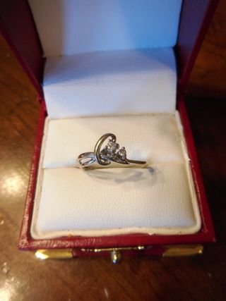 Vintage 14k White Gold Diamond Ring Size 8.  25 (365)