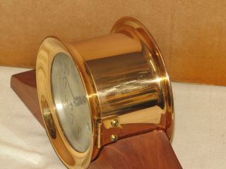CHELSEA ANTIQUE SHIPS BELL CLOCK 4 1/2 IN DIAL 1907 RED BRASS HINGED BEZEL 12