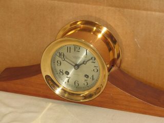 Chelsea Antique Ships Bell Clock 4 1/2 In Dial 1907 Red Brass Hinged Bezel