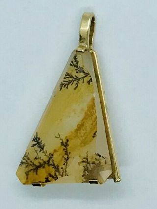 Vintage 14 K Gold Pendant With Natural Stone