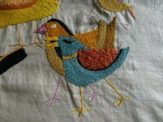 Vintage Wall Decor Crewel Embroidery 1970 ' s BIRDS Mid Century Retro Boho 3