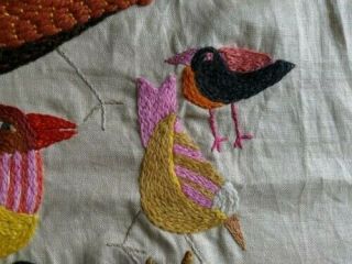 Vintage Wall Decor Crewel Embroidery 1970 ' s BIRDS Mid Century Retro Boho 4