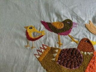Vintage Wall Decor Crewel Embroidery 1970 ' s BIRDS Mid Century Retro Boho 7