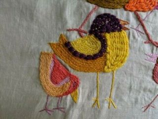 Vintage Wall Decor Crewel Embroidery 1970 ' s BIRDS Mid Century Retro Boho 8