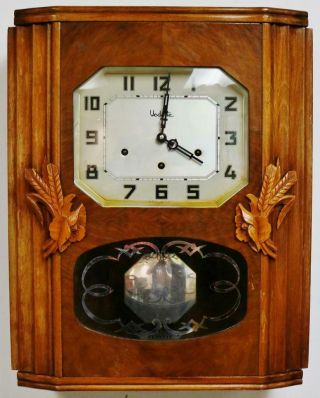 Antique Art Deco French 8 Day Westminster & Ave Marie Chimes Musical Wall Clock