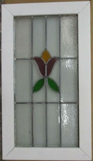 Mid Sized Old English Leaded Stained Glass Window Pretty Floral 18 " X 31.  5 "