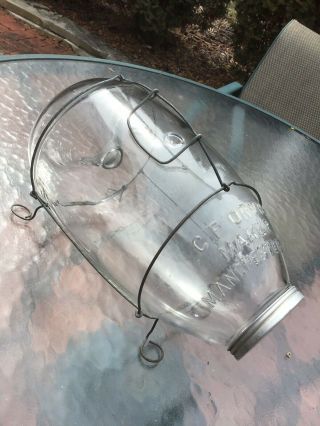 Vtg/ant C.  F.  Orvis Maker Glass Minnow Trap Manchester Vt.  Complete &
