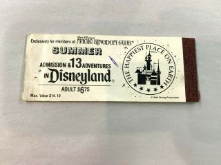 Vintage 1978 Summer Adult Disneyland Ticket Booklet 10 of 13 Adventures A - E 2