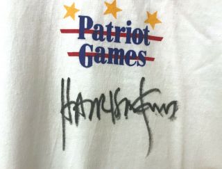 Harrison Ford HAND SIGNED Patriot Games T - Shirt Crew Shirt? RARE Full Signature 4
