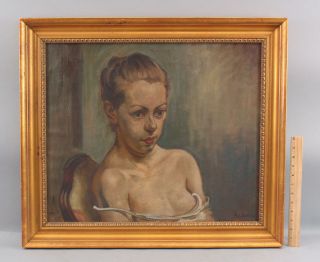 Antique Saul Schary American Portrait Oil Painting,  Sensual Woman,  Nr