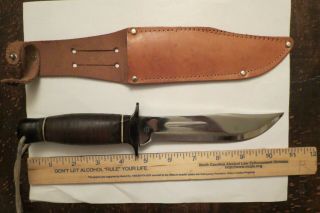 Vintage Sog Recon Type Bowie Knife With Leather Sheath /japan