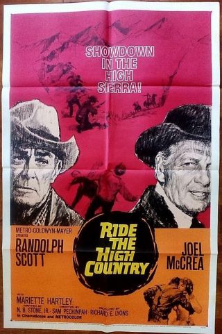 Sam Peckinpah Joel Mccrea Randolph Scott Orig Vintage Western One Sheet Poster