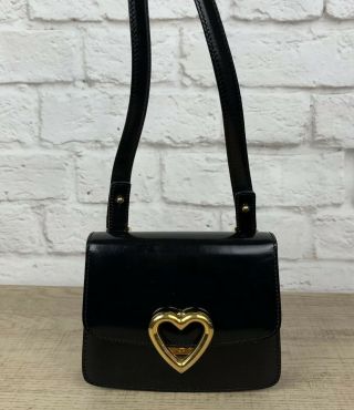 Authentic Vintage Moschino Redwall Heart Mini Crossbody Shoulder Bag Black Rare 2
