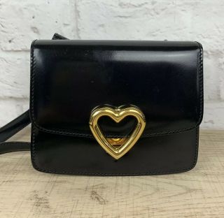 Authentic Vintage Moschino Redwall Heart Mini Crossbody Shoulder Bag Black Rare 3