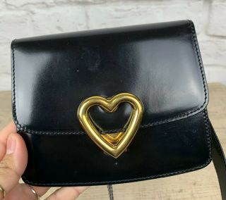 Authentic Vintage Moschino Redwall Heart Mini Crossbody Shoulder Bag Black Rare 4