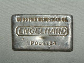 10 Oz.  Engelhard Old Style Poured Silver Bar Rare Low P Serial Number P009184