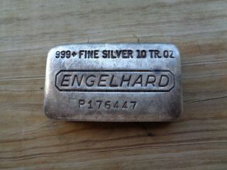 Rare Vintage 10 Ounce Silver Poured Bar Engelhard Grand Pa 