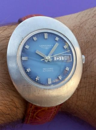 Rare Vintage Longines Record Blue Dial Day - Date Automatic Man 