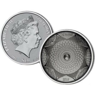 Taj Mahal 100g Antique Finish 4 - Layer Silver Coin 10$ Solomon Islands 2019