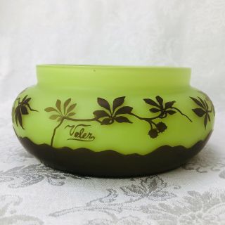 Vintage Italian Veler Cased Art Glass Bowl 1950 Murano MCM Green Brown Lidded 6” 8
