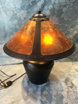 Large Mica Lamp Company 19 " Solid Copper Mission Arts & Crafts Mica Table Lamp