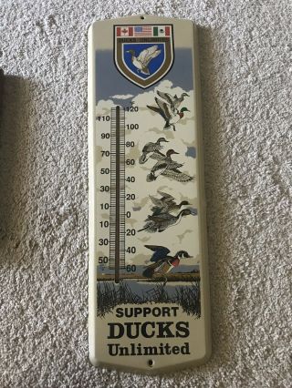 Vintage Ducks Unlimited Thermometer 24 " Metal Sign