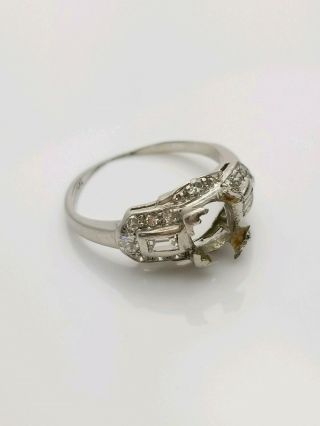 Antique Platinum Diamond Semi Mount Engagement Ring