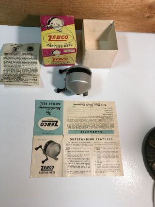 Vintage•1953 •zebco•standard•zero Hour Bomb Co• Casting Reel •w/box & Manual•usa