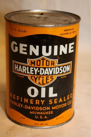 Vintage Harley Davidson Cycles Oil Quart Can 75